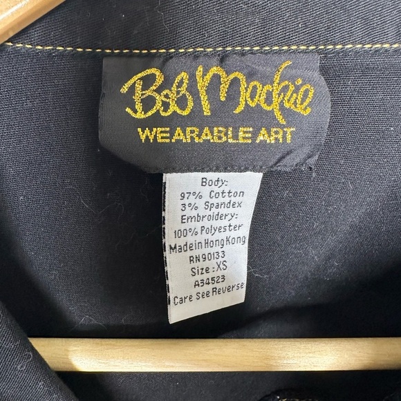 Bob Mackie Wearable Art Black Embroidered Pocket Teacher Shirt Jacket XS - Picture 3 of 5